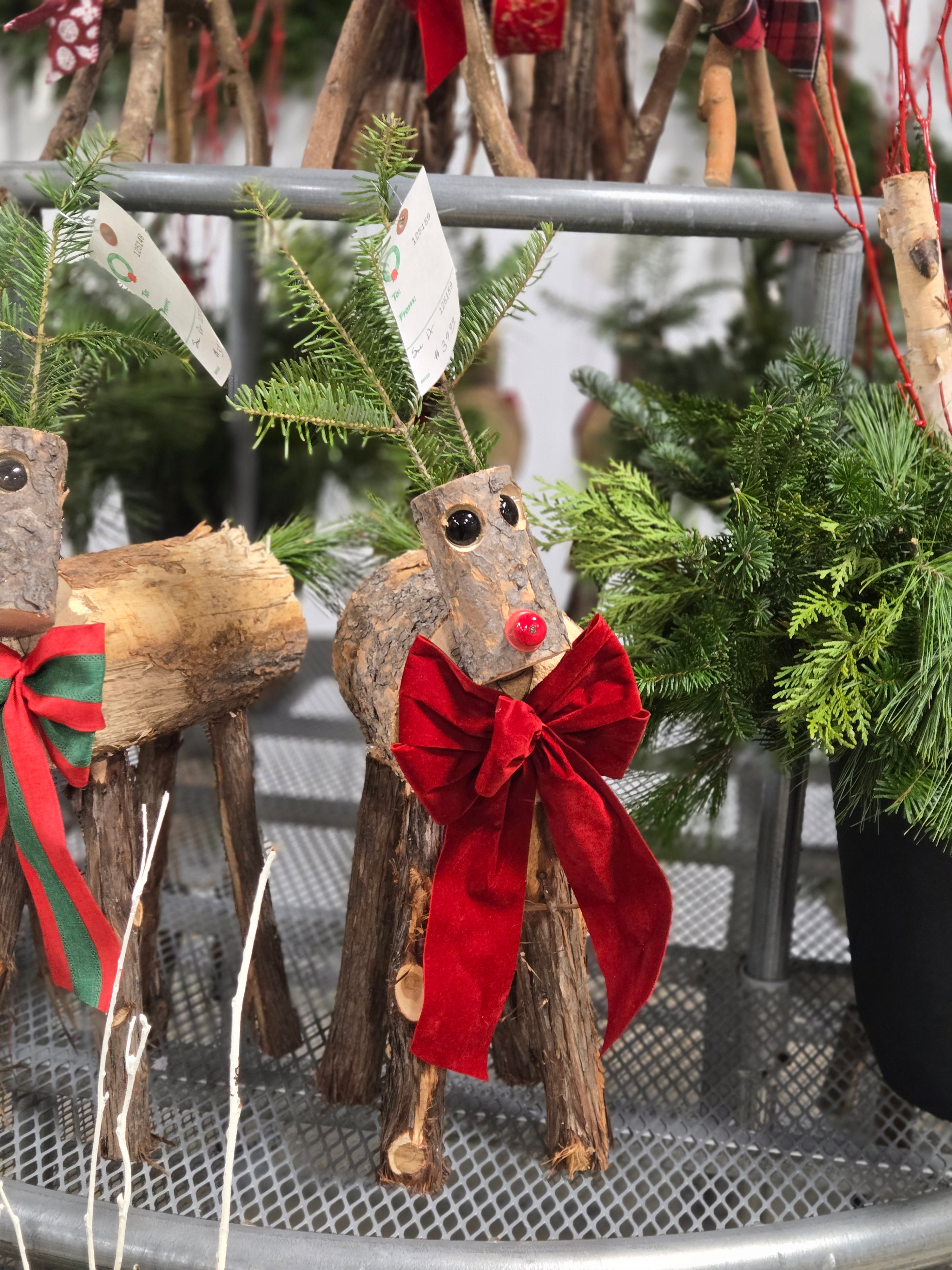Handcrafted reindeer d&eacute;cor.